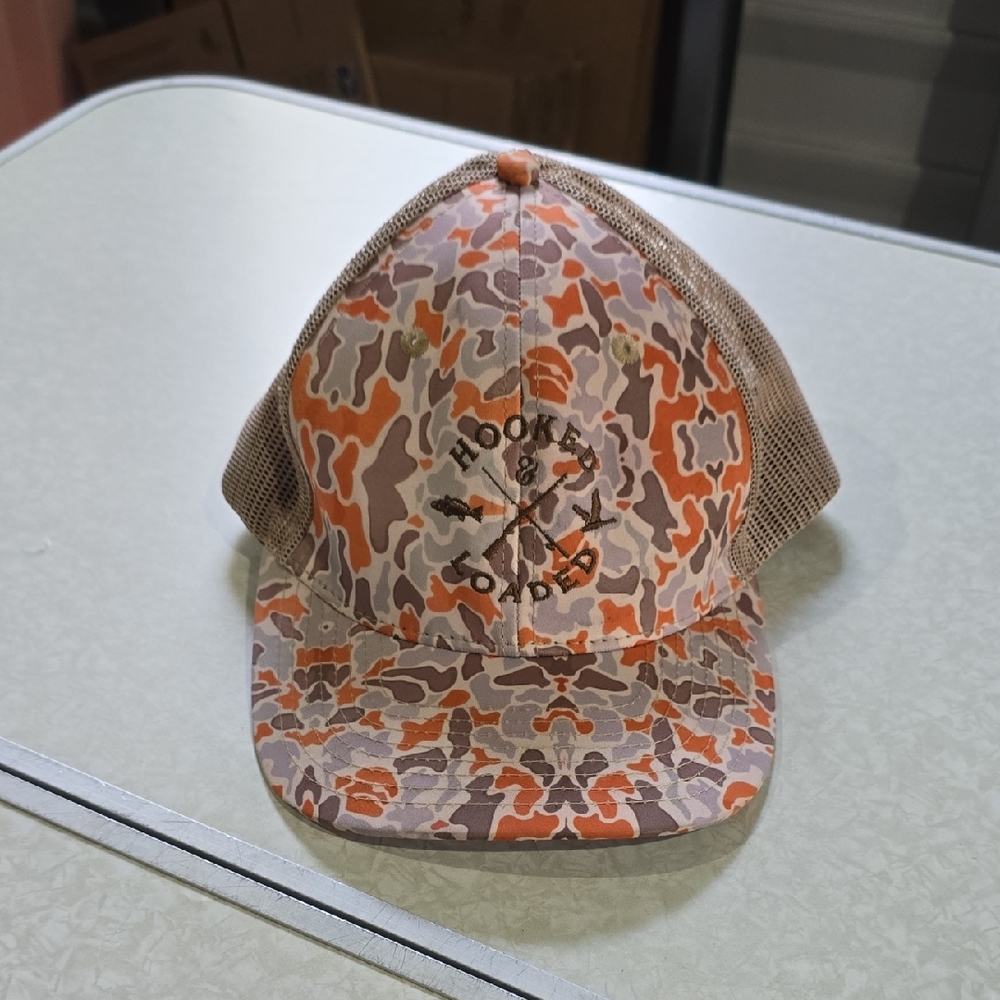 Hooked & Loaded Camo Mesh Hat‎ - Orange and Brown